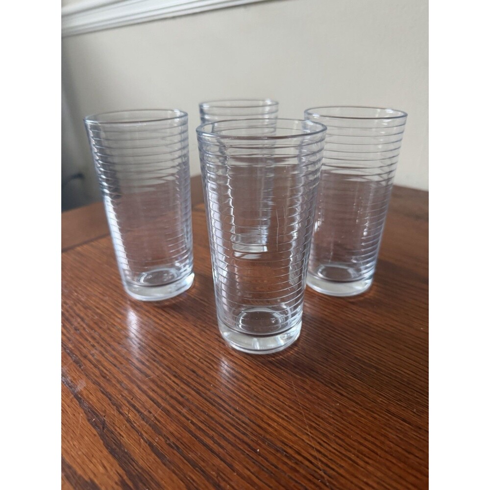 Crate & Barrel/Pasabahce Rings Juice Water Glasses 5" Set of 4